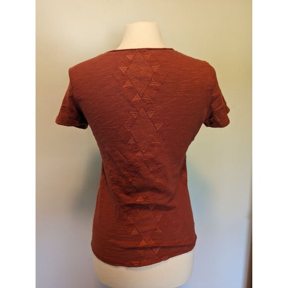 Rust Orange Top With Braided & Geometric Embroidery Design By Mur Mur - Size S - Picture 2 of 4